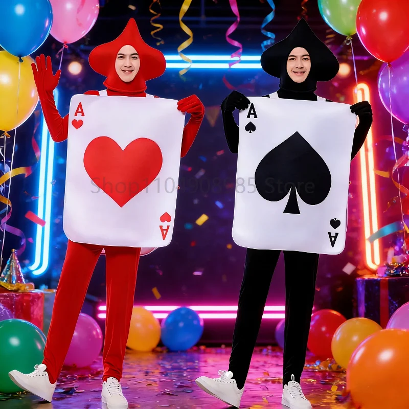 

Adult Poker Card Stage Performance enfant Red Heart Costume Festival Outfit Game Anime Spades Role-playing Clothes