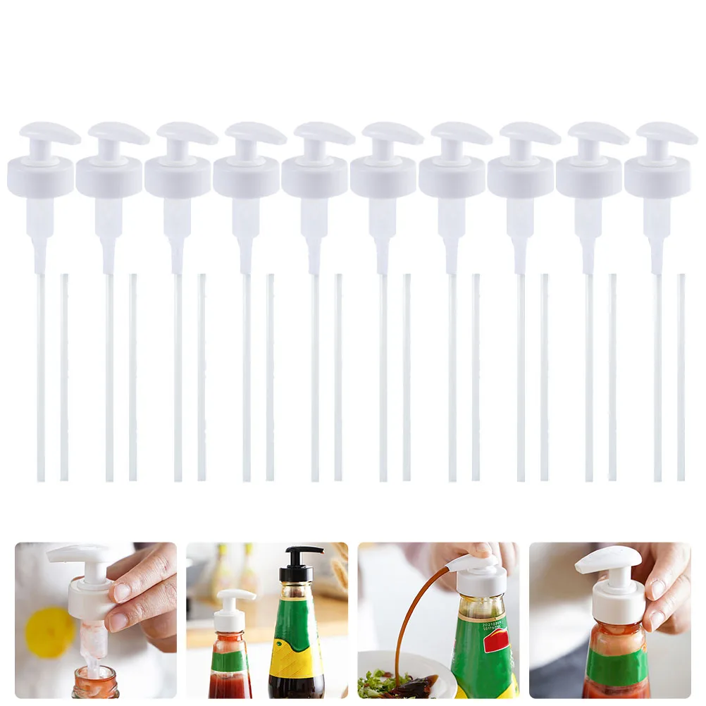 

10 Sets Ketchup Oyster Sauce Squeezer Travel Bottle Pump Dispenser Pp Plastic Nozzle