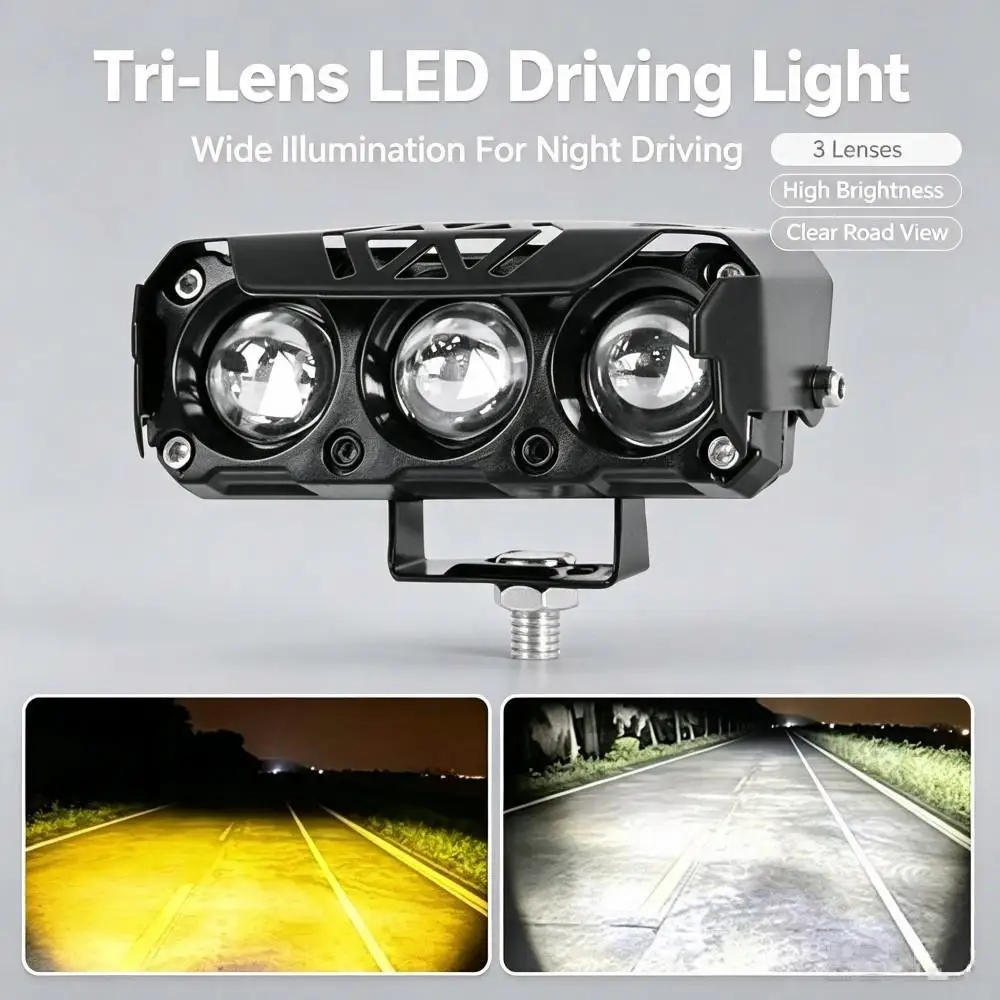 12V 24V Multi-purpose LED Spot Pod Lights,White Amber Two Color Waterproof Driving Fog Lamps for Street Bike Dirt Bike SUV Truck