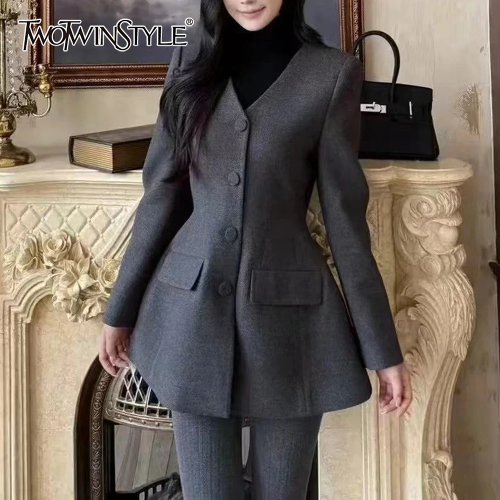 

TWOTWINSTYLE однотонная однобортная куртка женская с круглым вырезом и длинным рукавом свободные нежные интеллектуальные женские куртки осенняя новинка