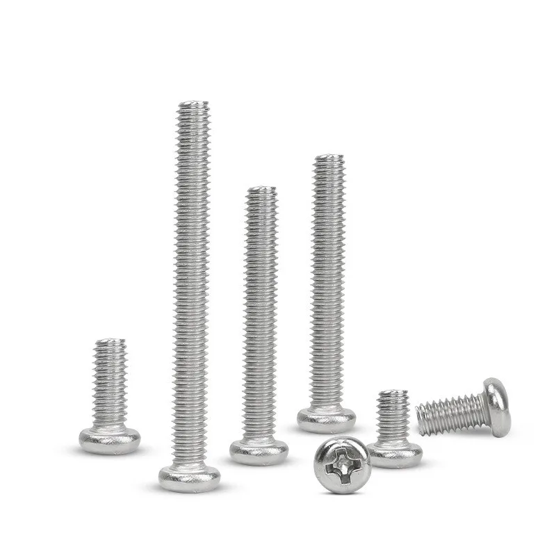 100pcs Pm2/3 M2 M3 Iso7045 Din7985 Gb818 Nickel Plated Cross Recessed Round Pan Head Pm Screws Phillips Screws