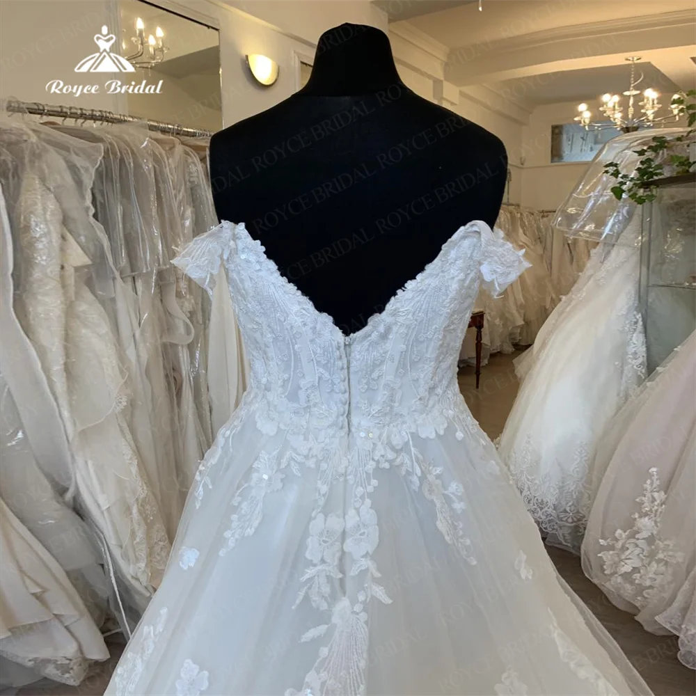 Linha de renda Applique vestido de casamento, espaguete, trem varrição, vestido de noiva simples, beleza Casamento, clássico