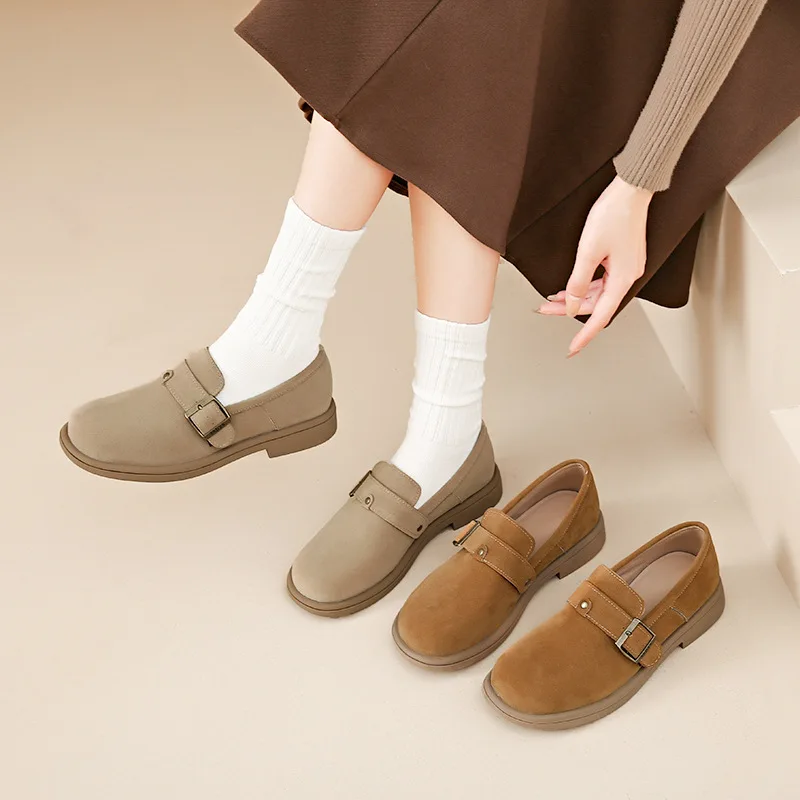 2024 nuova primavera autunno donna mocassini con tacco basso mocassini da donna in pelle scamosciata Comfort mocassini ortopedici Slip On scarpe Casual con plateau