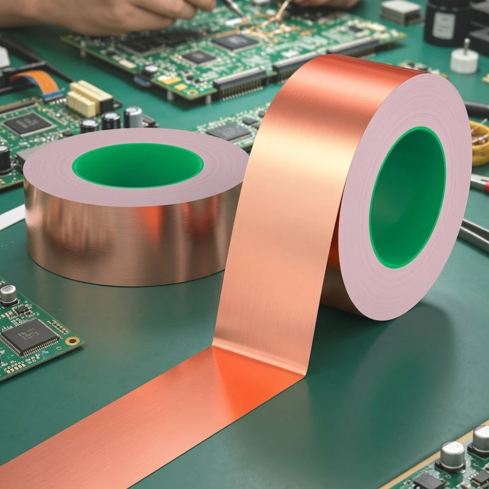 Double Sided Conductive Copper Foil Tape Heat Resistant Adhesive Strip for PCB Circuit Board Repair EMI Shielding Phone Rewo