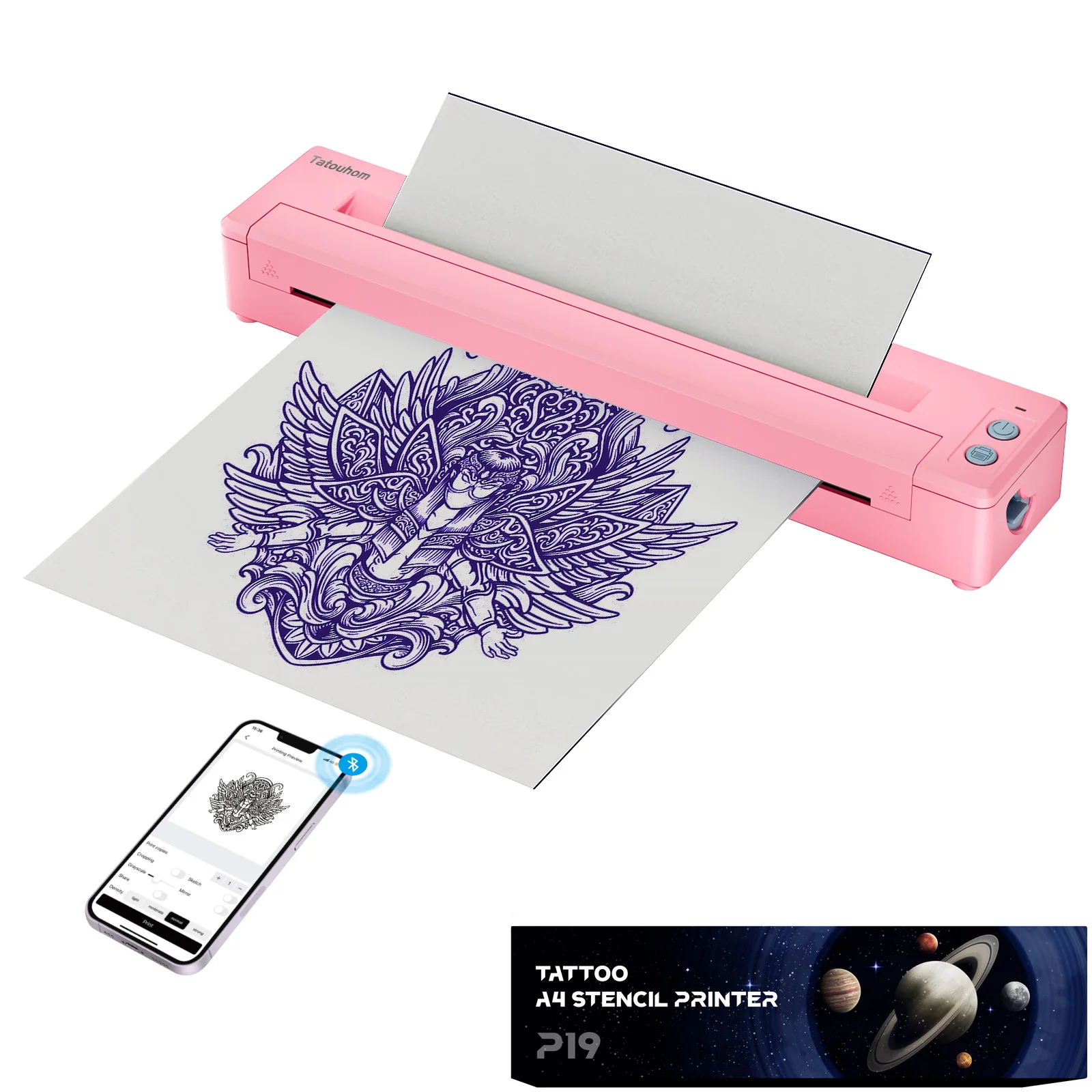 

Fast Printing Tattoo Stencil Machine P19 Wireless Thermal Printer for Skin Transfer, No Ink Needed, Compatible Smartphone/PC