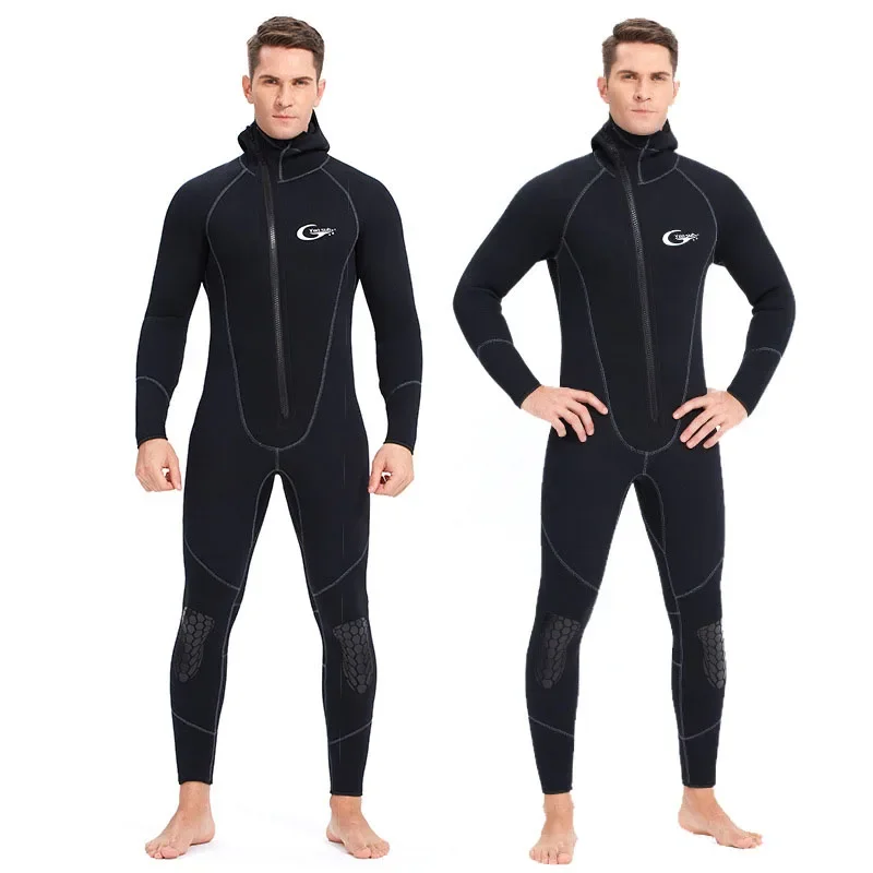 

Men's Women's 3mm Diving Suit One-piece Front Zipper Hooded Cold Proof Warm Wetsuit Winter Swimming Snorkeling Surfing Neoprene