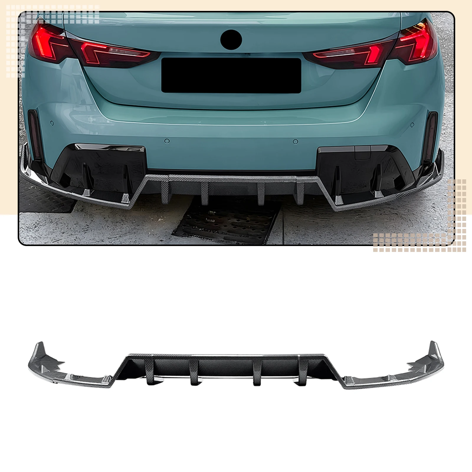 

For BMW 1 Series F70 M Sport 2025+ Rear Bumper Diffuser Lip Carbon Fiber Look/Gloss Black Tail Boot Splitter Protector Spoiler