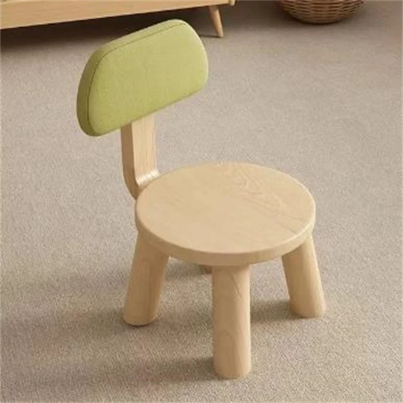 Description Picture 2 of itemED Cartoon Solid Wooden Small Home Backrest Stool Living Room Sofa Round Stool Style Chair