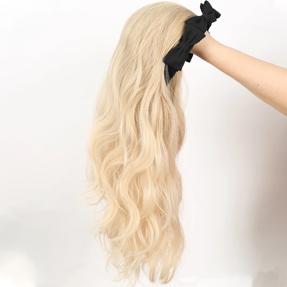 Long Wavy Synthetic Half Wig Headband Wig Beginners Friendly Heat Resistant Half Wig