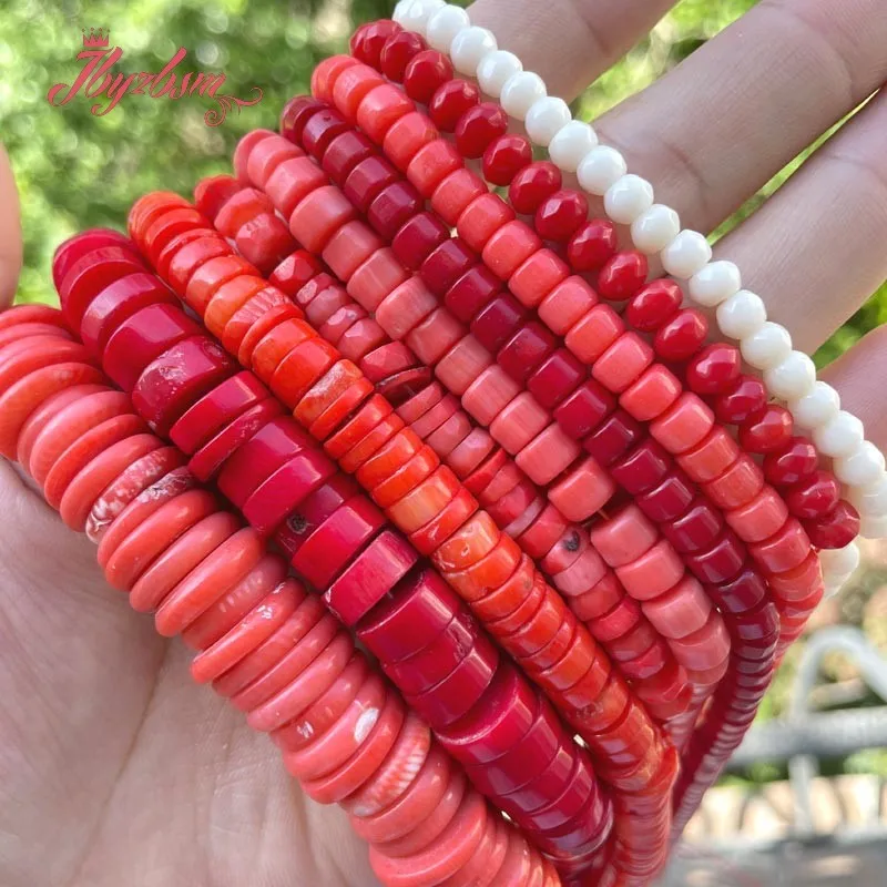 Natural Coral Stone Beads Rondelle DIY Loose Spacer Strand 15 Inches For Necklace Bracelets Earring Jewelry Making Free Shipping