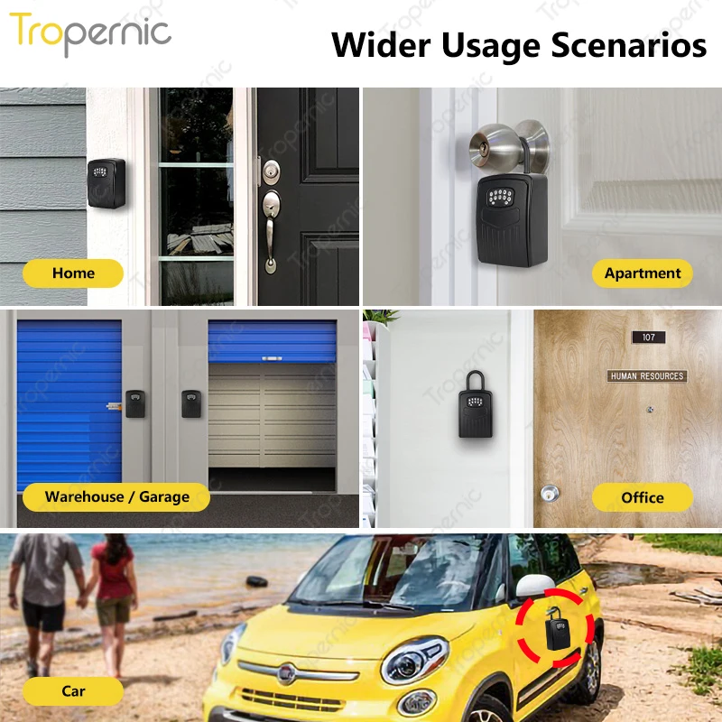 Boîte de verrouillage intelligente sans clé avec application Tuya, coffre-fort à clé, code pin de sécurité numérique, stockage de clés de voiture, Wi-Fi, accès à distance, Ip65