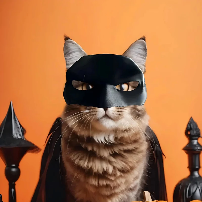 Black Bat Cat Mask Avenger Cat Face Cushion Bat Cosplay Hat Atmosphere Prop Matte Plastic Pet Mask Party Gift Cat Accessories