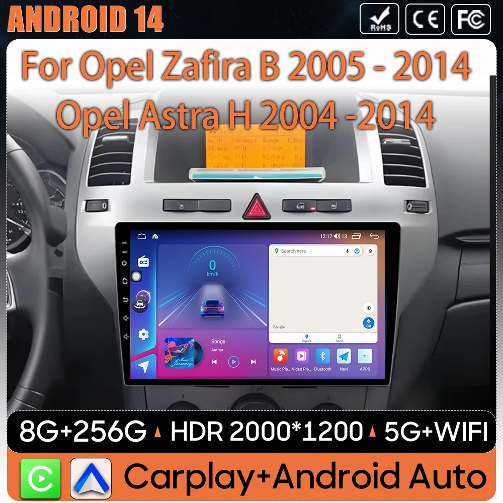 Android Auto para Opel Zafira B 2005 - 2014 Opel Astra H 2004 - 2014 Radio de coche Carplay No 2din 4G Wifi Monitor vídeo GPS estéreo