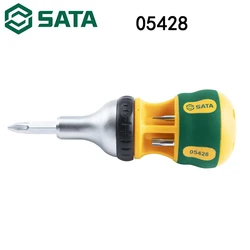 Sata 05428 Mini Ratchet Screwdriver Set Short Handle Screwdriver Driver Driver Repair Combination