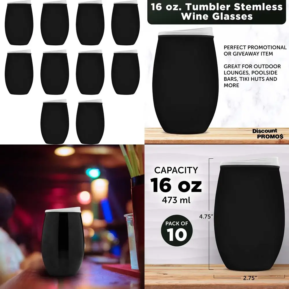 

СКИДКА PROMOS Стакан для вина без выноса 16 унций. Набор из 10 штук, оптовая упаковка — идеально подходит для вина, коктейлей, других горячих и холодных напитков.