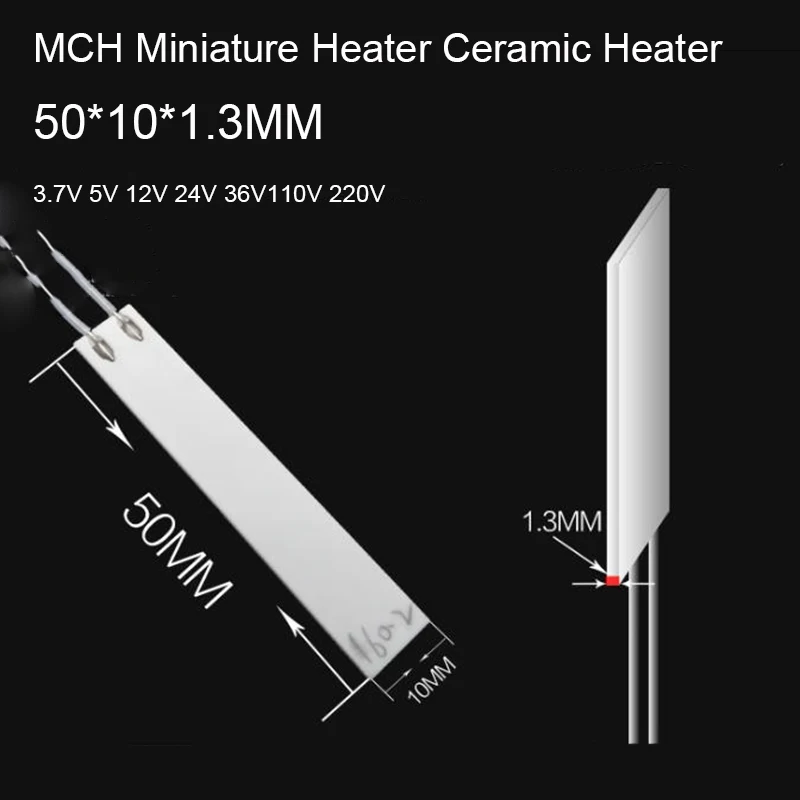 50*10*1.3MM High Temperature Ceramic MCH Aluminum Oxide Heater 3.7V-220V 500 Degree Electric Fast Used In Precision Instruments