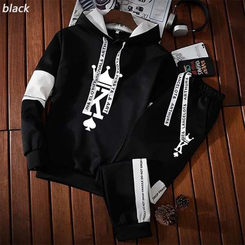 2023 New Fashion King Sports Wear for Men Tops and Trousers Set Casual Jogging Suit Streetwear S-3XL