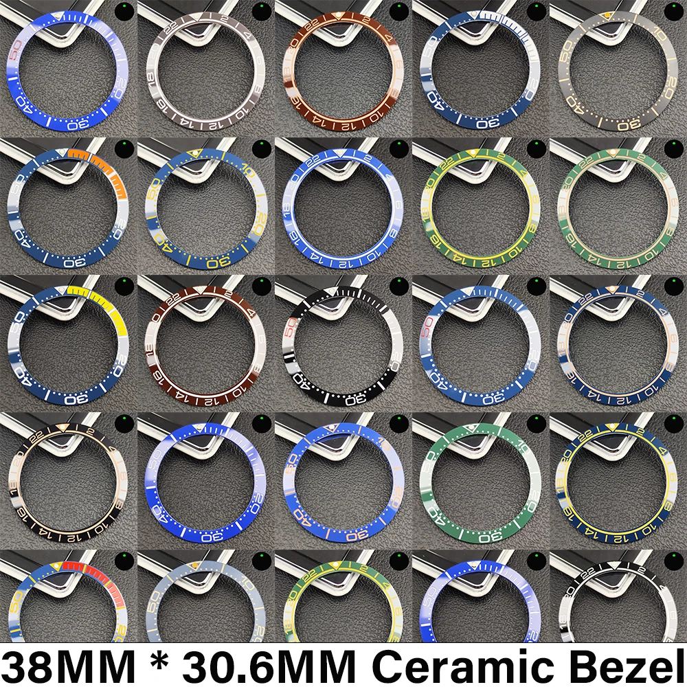 38mm Bezel Sloping 38mm * 30.6mm Ceramic/Aluminum Bezel GMT and Diving Watch Insert Fits GMT Watch Case Bezel Replacement Insert