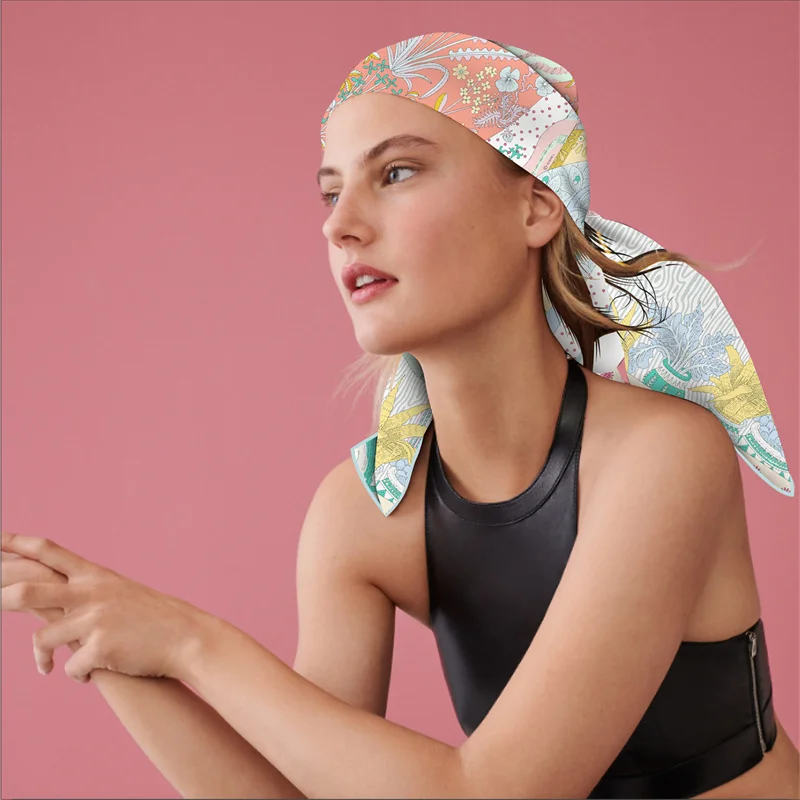 Seide Schal Frauen Regenwald Tiere Dreieck Schals Kopf Echarpes Seide Foulards Femme Wraps Strand Schals Bandana Dame Hijabs – Detail 23