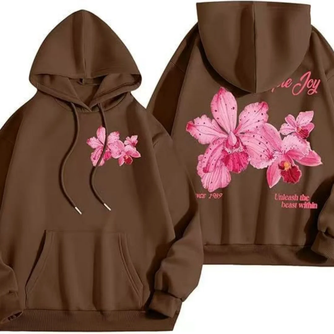 

Hooded sweater women's autumn and winter 2025 new American retro printing hooded sweater loose long-sleeved coat tide