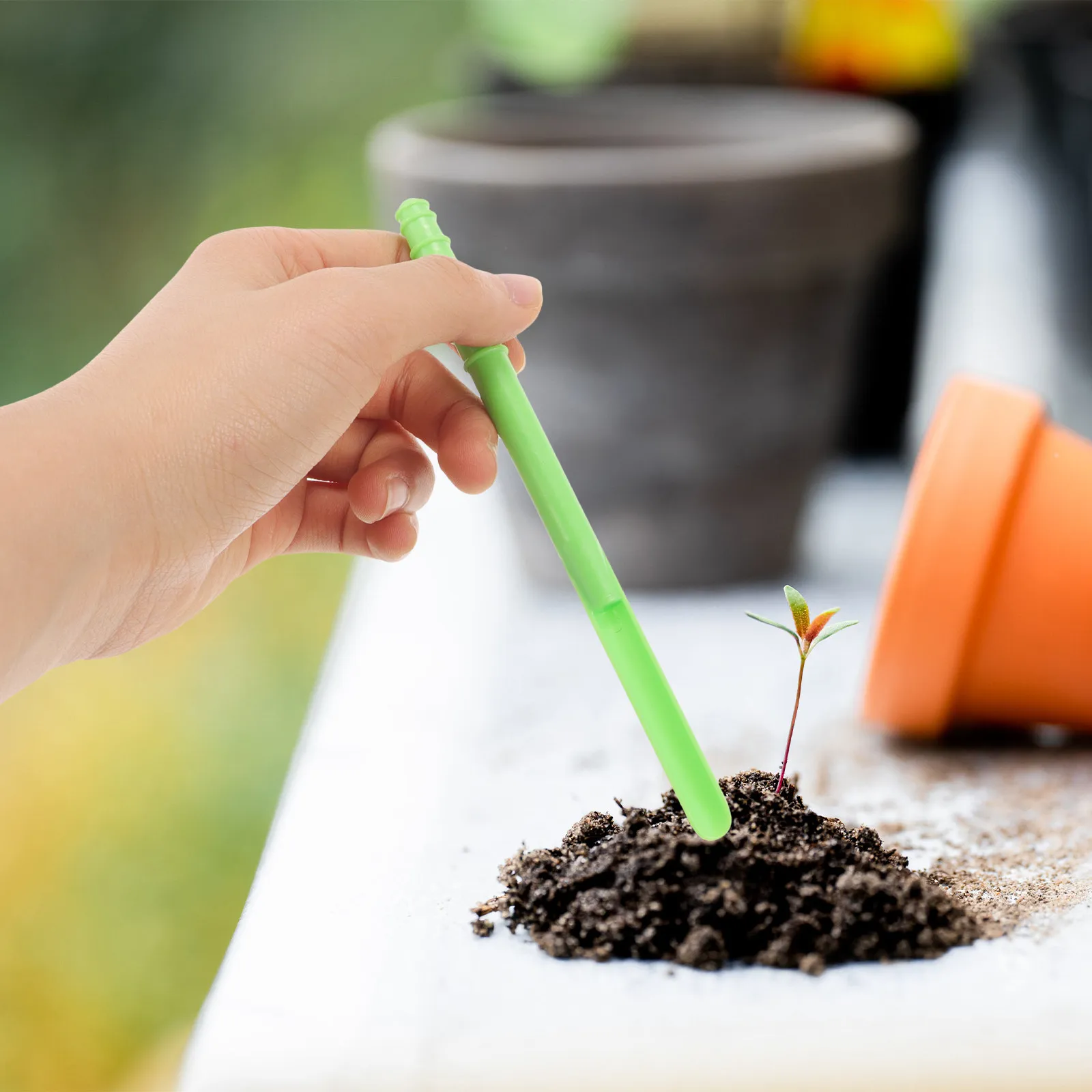 2Pcs Plastic Sowing Dispenser Garden Planter Tool Ergonomic Hand Dibber for Seed Planting Transplanting Universal Gardening