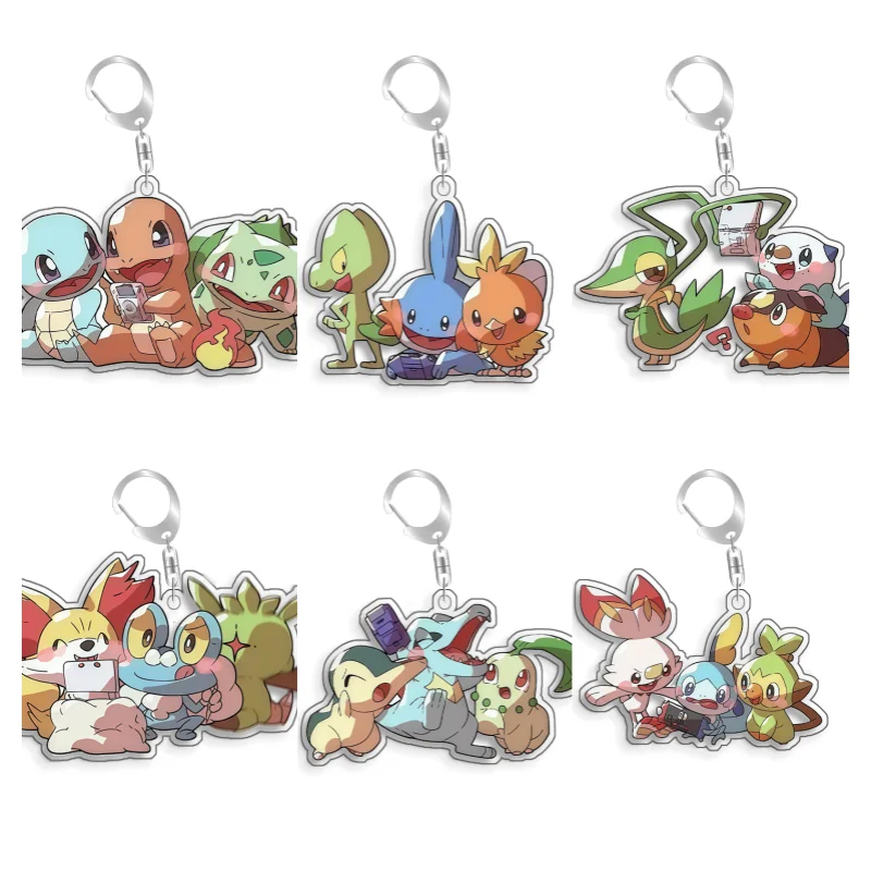For Pokemon Elf Qikchu Squirtle Charmander Chimchar Acrylic Original Selfmade Fashion Cartoon Anime Keychain Pendant Toy Gift