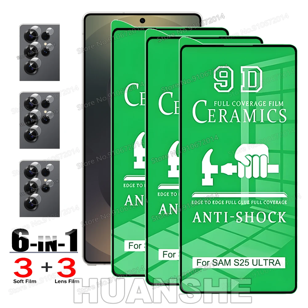 

6IN1 Soft Ceramic Screen & HD Lens Protector for Samsung Galaxy S26 Ultra S26 S25 Ultra S25 S24 Ultra Plus FE S23 S22 S21 S20