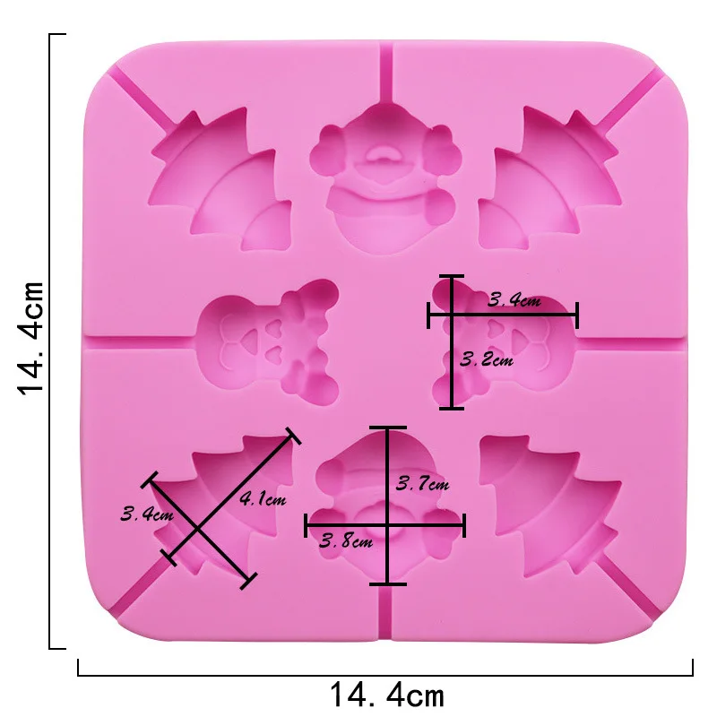 8 consecutive Christmas Elk Old Man silicone lollipop molds, easy to release without sticks