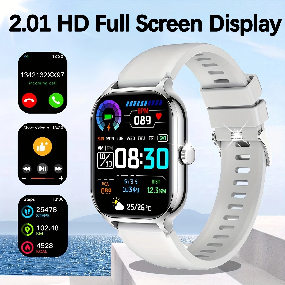 

2024 Smartwatch For Men Women 2.01 inch Display Rotate Button Smarthwhatch Bluetooth Answer Call reloj hombre Sports Smart Watch