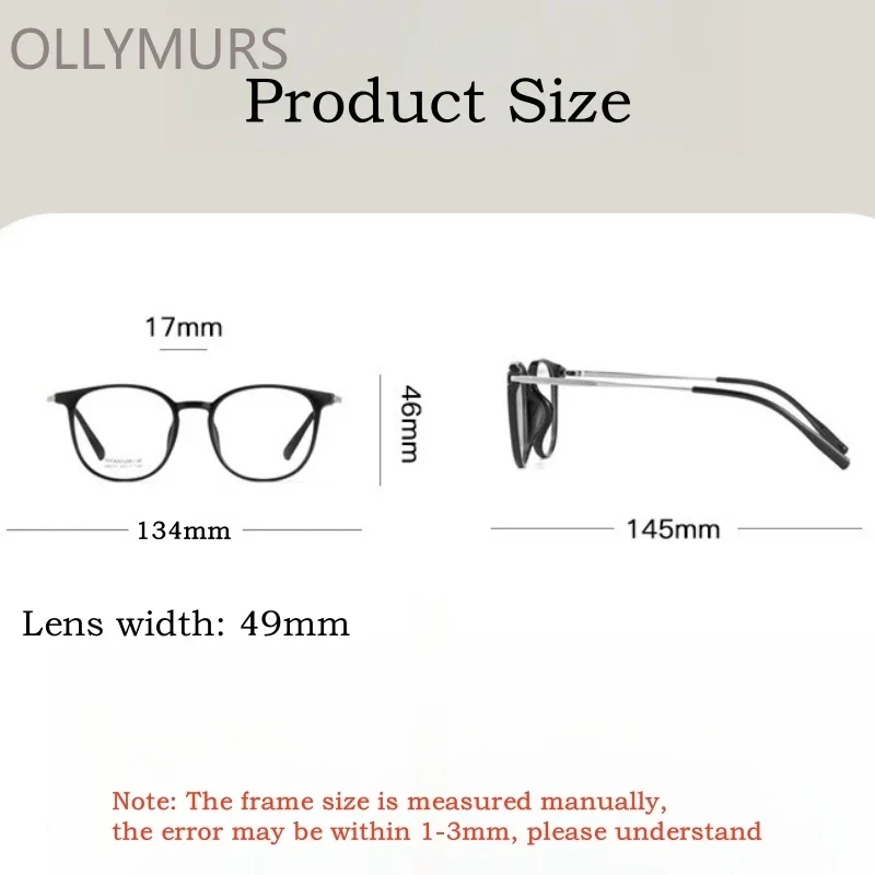 KIZN Fashion TR90 إطار نظارات من التيتانيوم النقي للنساء نظارات دائرية كلاسيكية خفيفة للغاية وصفة طبية صغيرة للرجال M8210