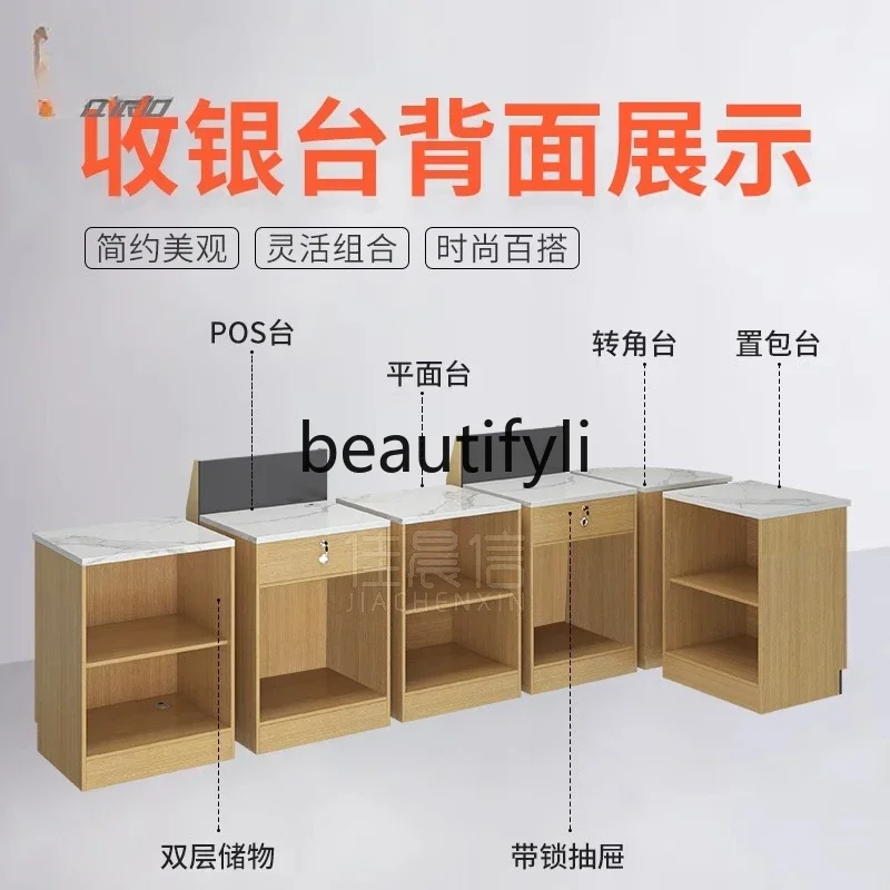 

zq1Cashier Supermarket Convenience Store Counter Cashier Desk Corner Fruit Shop Combination Front Bar Counter