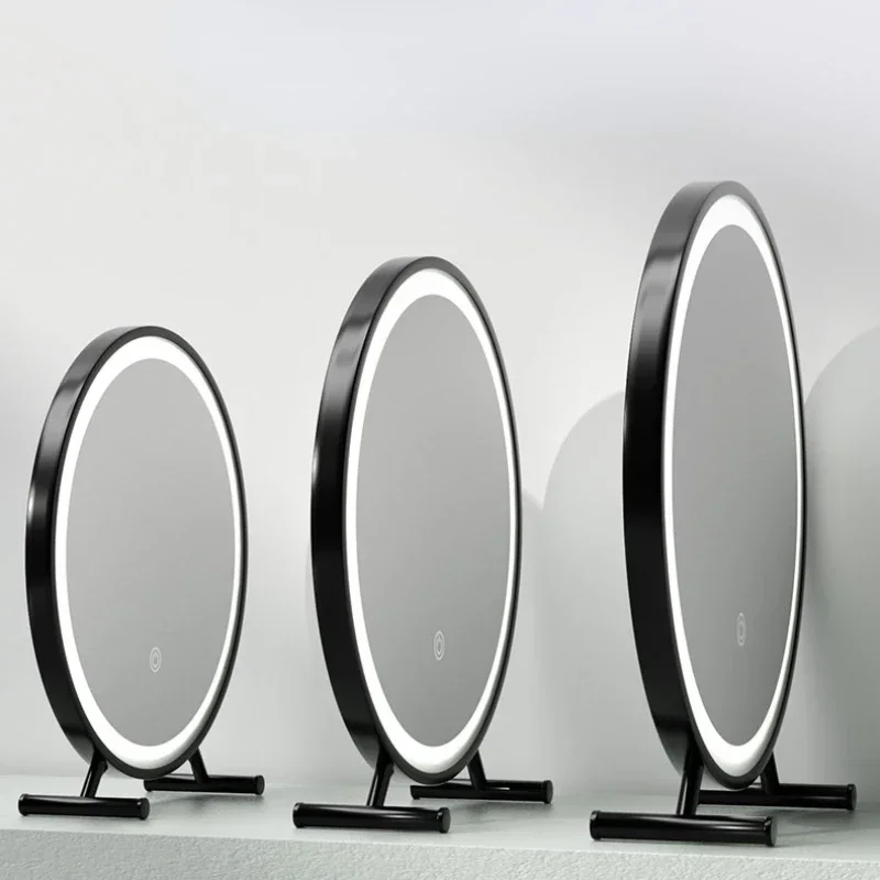 

Decorative Mirror Table Light Led Smart Round Decorative Mirror Standing Makeup Espejo Cuerpo Entero Wall Decor