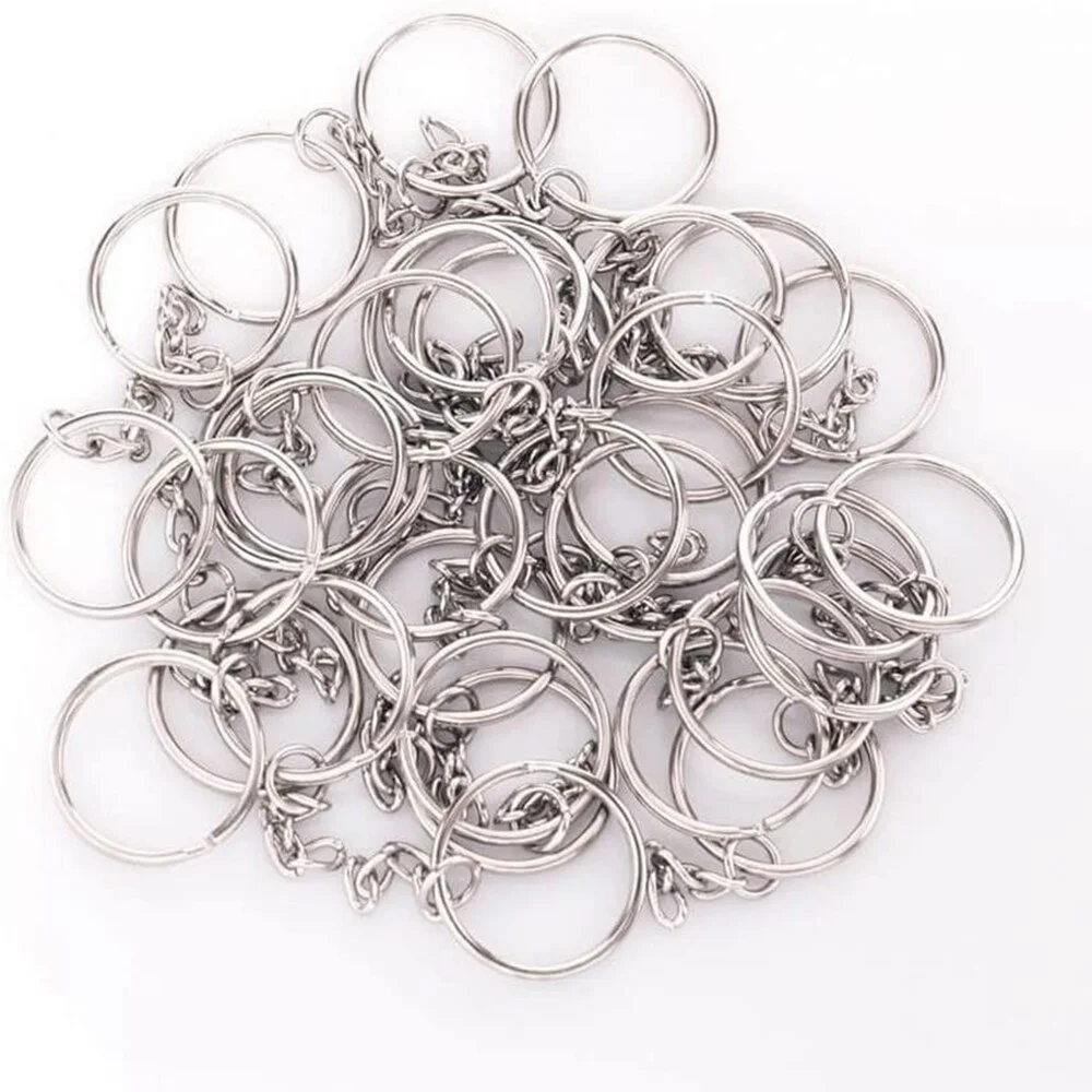 30PCS Split Key Ring with Chain and Jump Rings Silver Color Metal Parts with Open Jump Ring and Connector DIY Jewelry