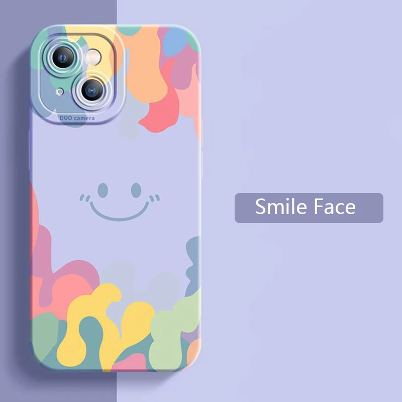 Funda de lujo con cara sonriente de helado para iPhone 16 15 14 13 12 11 Pro Max Mini X XS XR 7 8 Plus SE 2 funda de silicona suave a prueba de