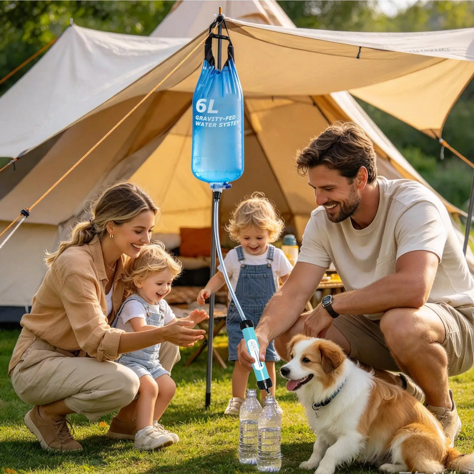 Backpacking Water Filter 6L Filtration Purification Bag Backpacking Gear Camping Water Filter for Outdoor Hiking Daily Drinking