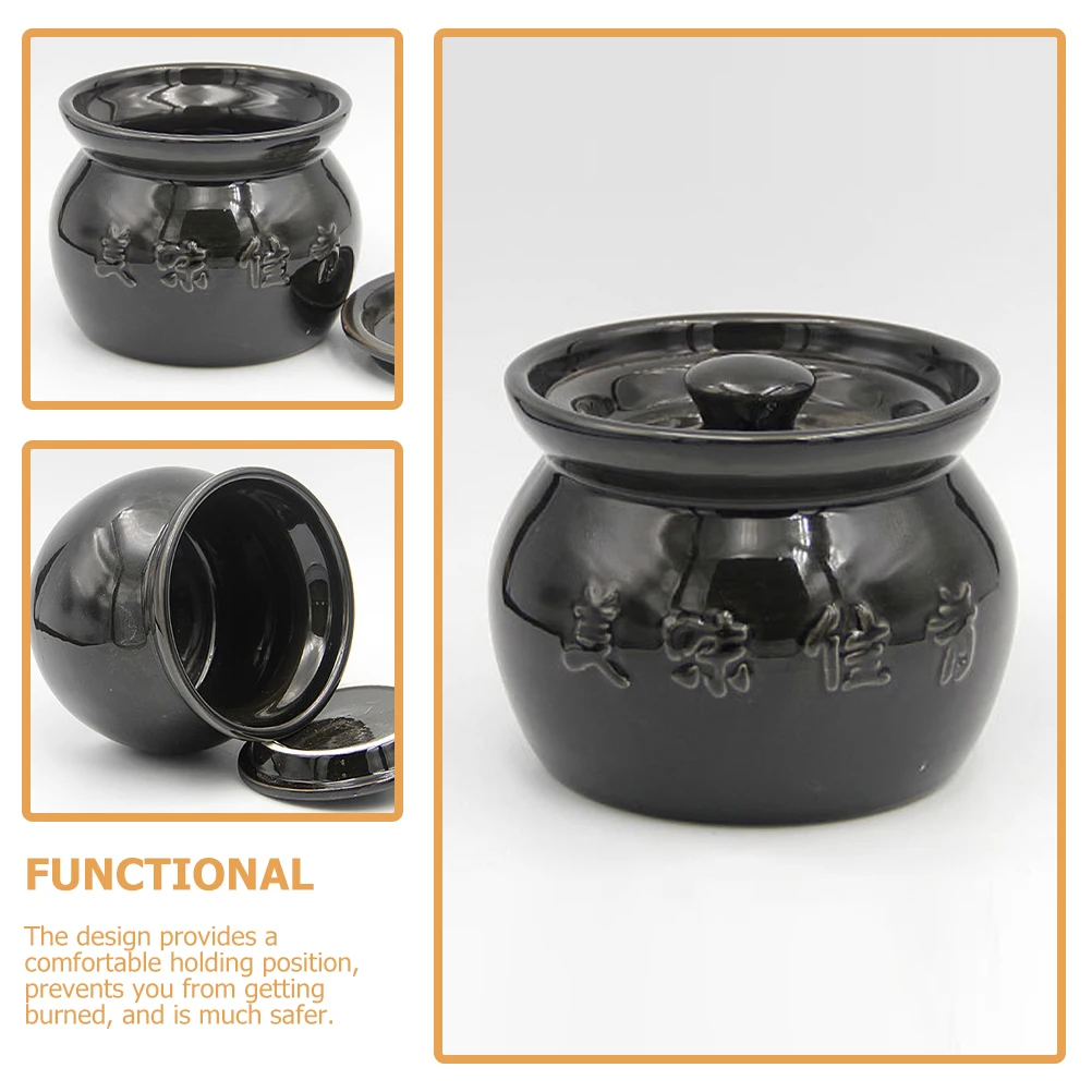 

Ceramic Stew Pot Heat Resistant Soup Pot Exquisite Craftsmanship Safe Handle Multi Kitchen Tableware