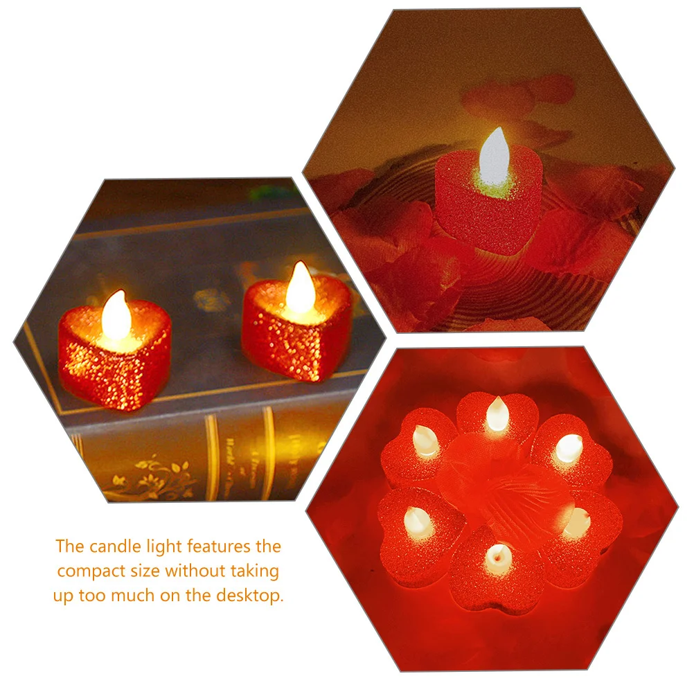 

24Pcs Flameless Lamp LED Heart Shaped Lights Romantic Electric Decorative Lamp Small Operated Tea Light