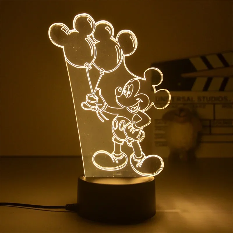 Anime Disney Mickey Mouse Led Night Light Model Toys Anime Figure 3D Lamp Children Bed Room Decor Birthday&Christmas Gift