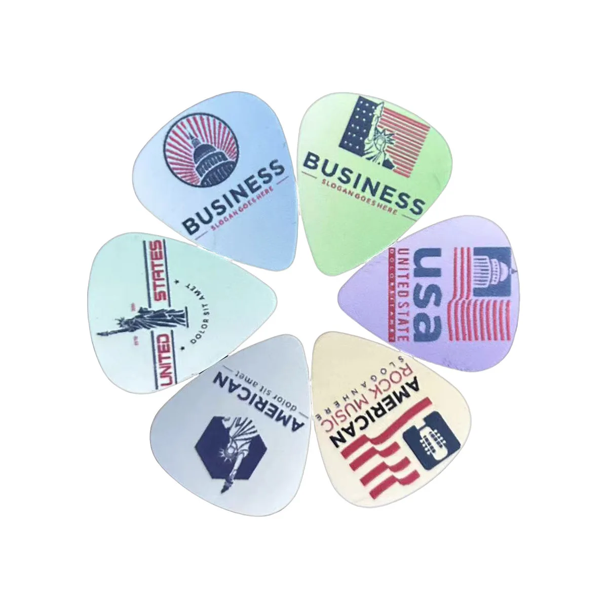 10 قطعة 3-Level سمك الغيتار يختار مجموعة التصاميم الفنية النابضة بالحياة المهنية للاعبي الغيتار الكهربائي الصوتية