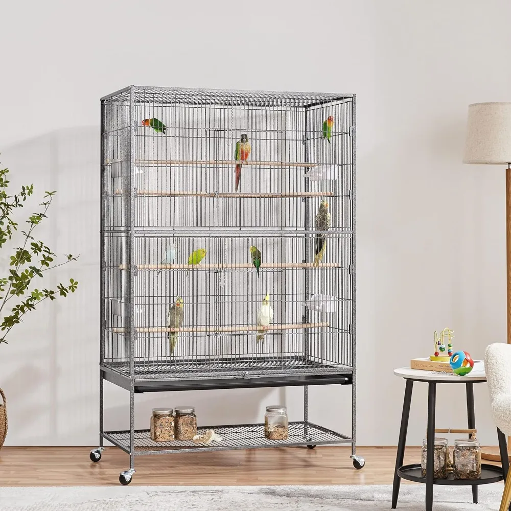 Parrot Cage Bird Cage with Rolling Stand for Medium Birds Cockatiels Quaker Green Cheek Sun Conure African Grey