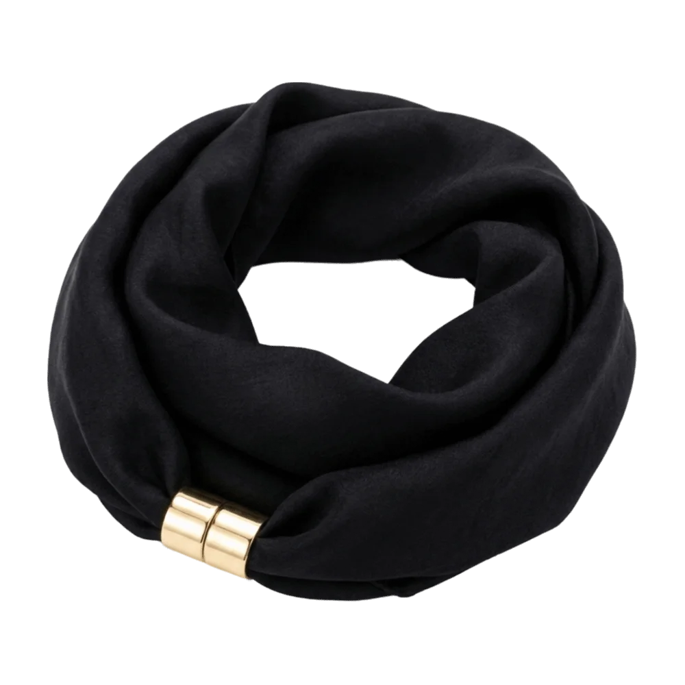 Wrinkle-Resistant Magnetic Buckle Scarf Premium Feel Soft Satin-Texture Neck Scarf Lightweight Solid Color Neck Warmer
