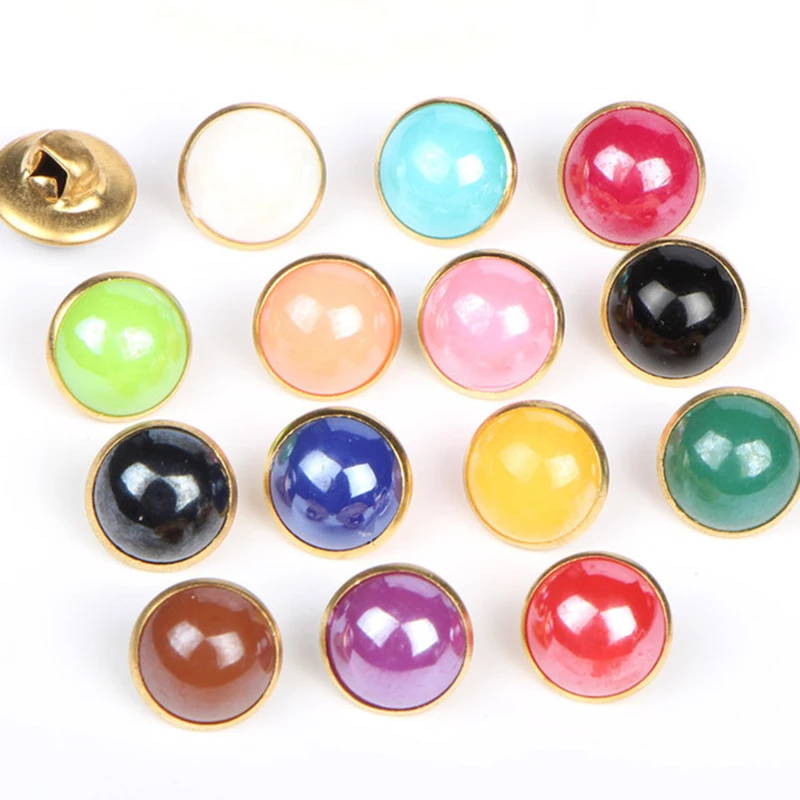 20Pcs/Set Multicolour Crystal Pearl Copper Shank Buttons Metal Back 10mm Sewing Buttons For Clothing Dress DIY Decoration