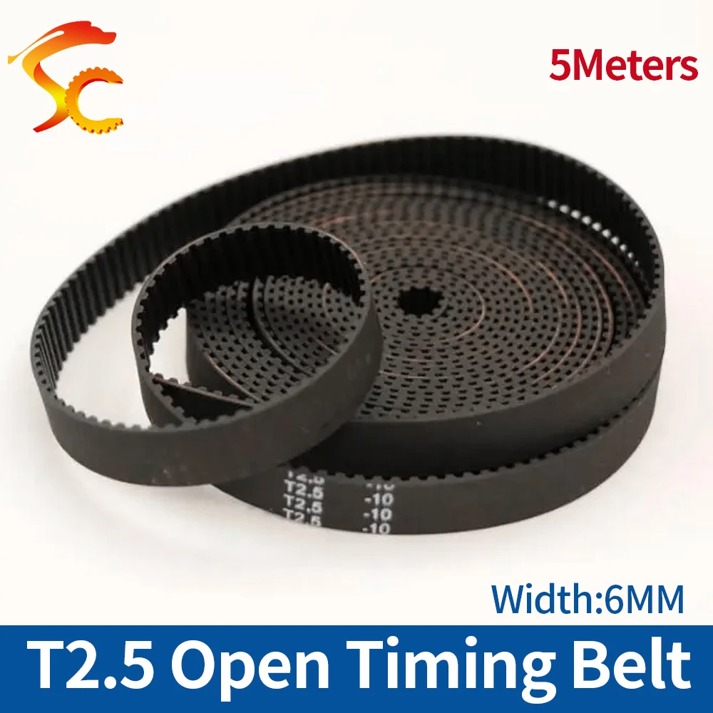 

5Meters T2.5 6mm Timing Belt width 6mm Rubber with fiberglass Metric Trapezoid T2.5-6MM open ended belt pulley 3D Printer