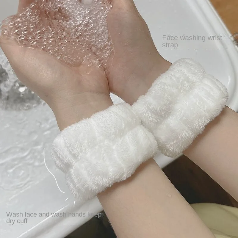 2pcs One Pair Wash Face and Wrist Band Absorb Water Sports Sweat Wiping Bracelet Hairband Moisture Proof Sleeve Wrist Guard