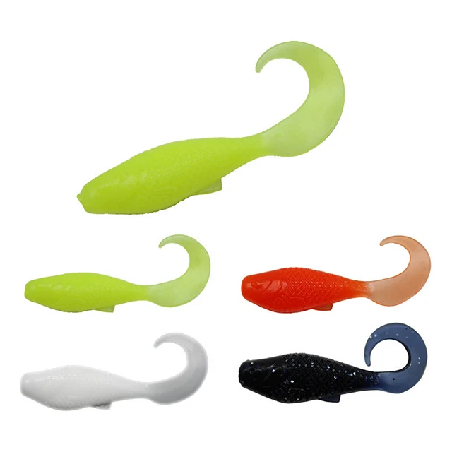 

High Quality Wholesale 4.5cm 1.3g PVC Plastic Curly Tail Soft Lure Rubber Fishing Lures