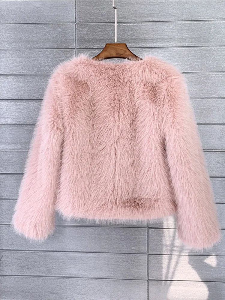 Fashion Faux Red Fur Coat Women Winter 2024 Hot Cool Girls Fluffy Warm Short Fur Jacket Faux Fox Fur Ladies Outwear