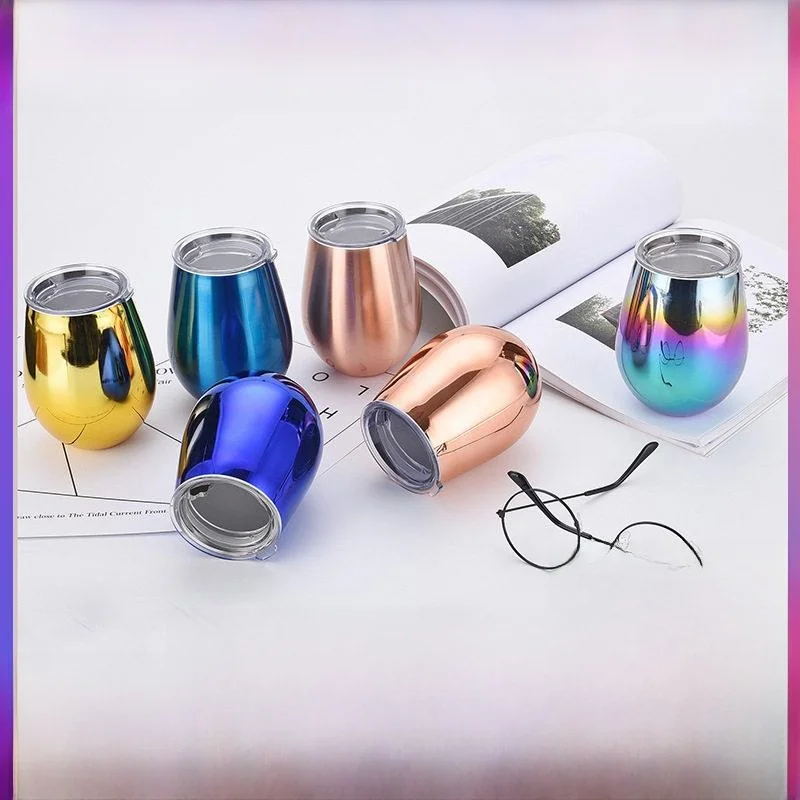 

Double Layer Vacuum Wine Glasses Stainless Steel 304 Creative Large Belly Painted Drum Shape Glasses Can Print Logo Wine Glasses