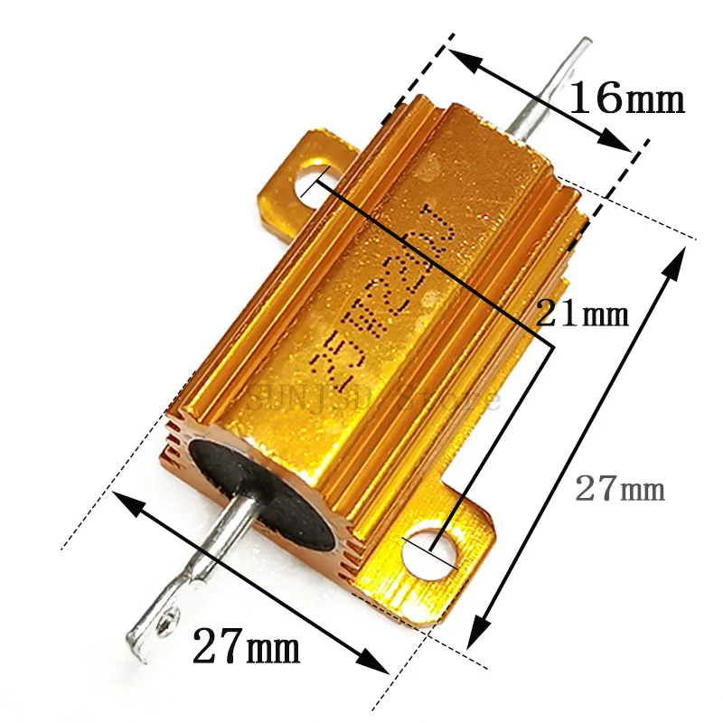 Nowa obudowa aluminiowa obudowa rezystor drutowy 25W 50W 100W 9.1R 10R 12R 15R 16R 18R 20RJ 22R 24R Ohm RX24 rezystancja