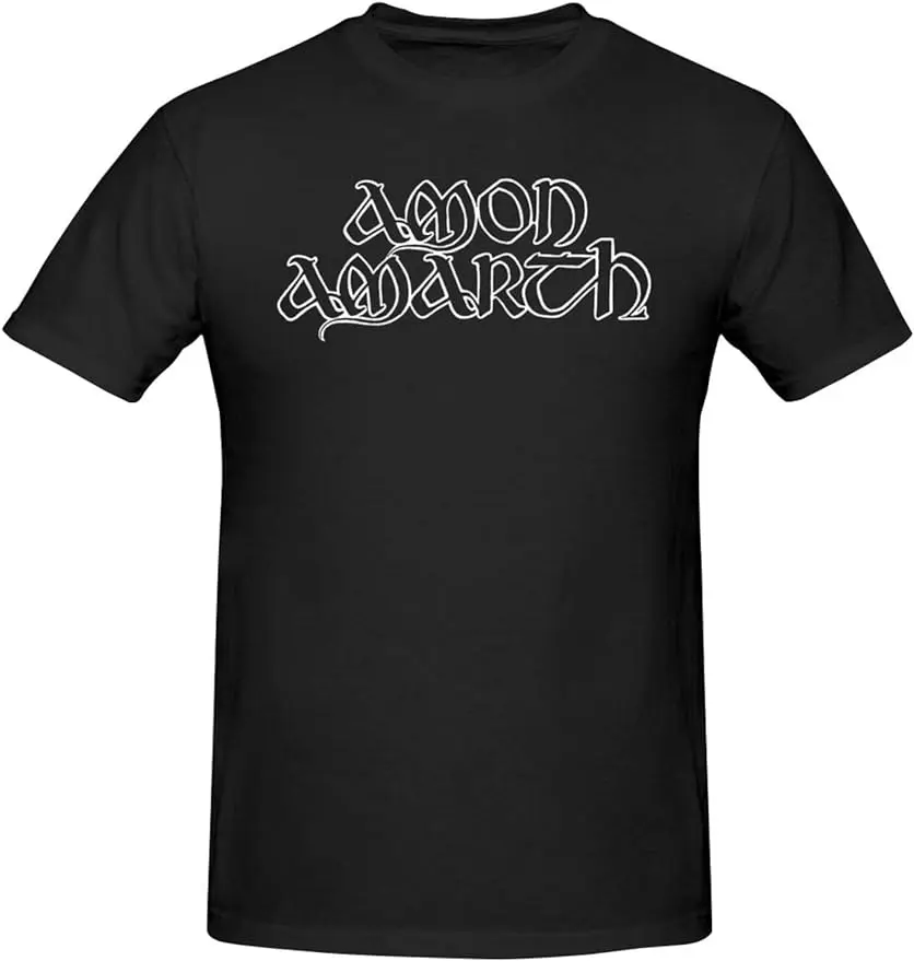 Amon Rock Amarth Metal Band Logo T Shirt Men's Casual Tee Cotton Round Neckline Short Sleeve Tshirt Black