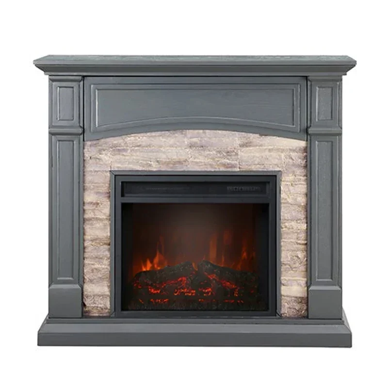 Marble Fireplace Set2023 MDF Electric Fireplace Mantel Freestanding Heater Corner Firebox With Log Hearth, Shelf Wooden Fireplac